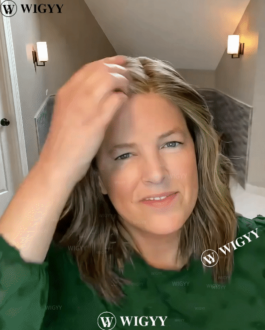 Peruca elegante de cachos curtos com destaque Wigyy