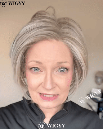 Wigyy Peruca Bob Elegante Cinza Reta