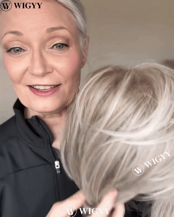 Wigyy Peruca Bob Elegante Cinza Reta
