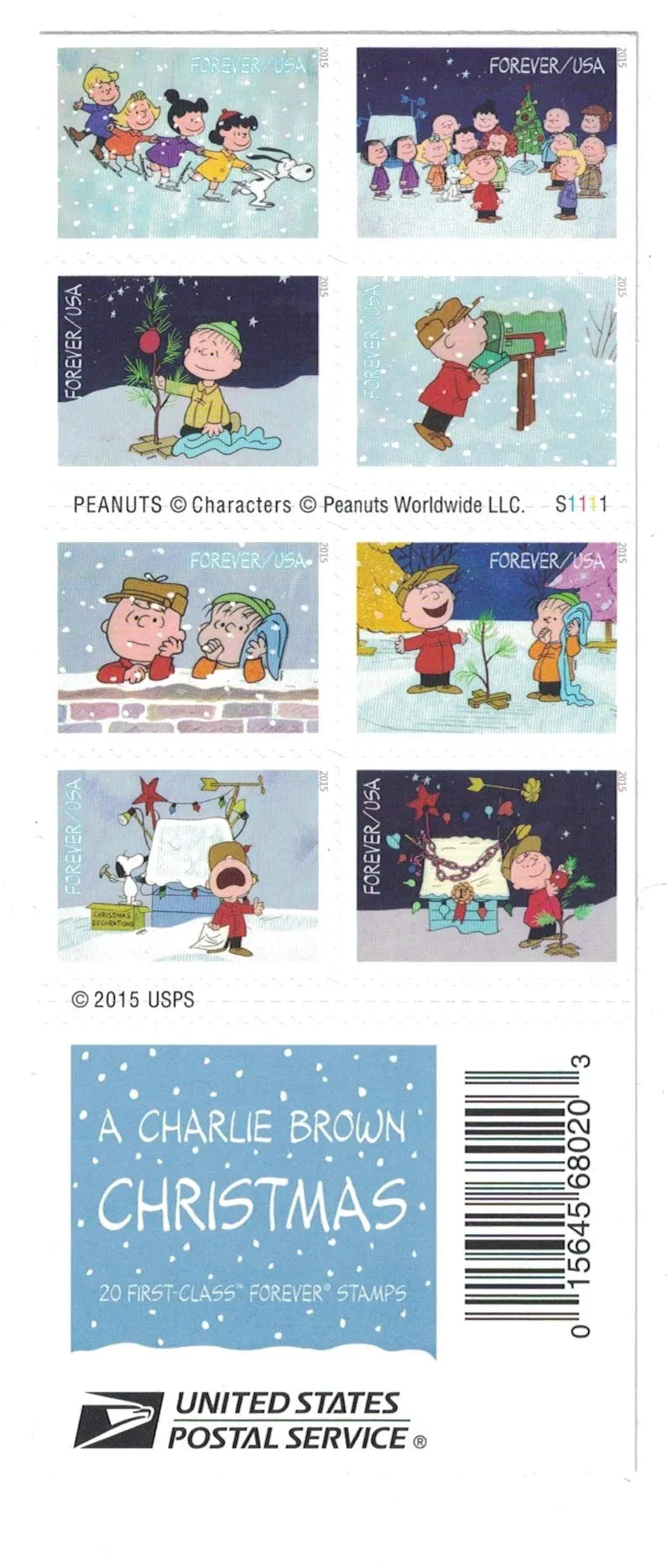 2015 Contemporary Christmas: A Charlie Brown Christmas Forever First Class Postage Stamps