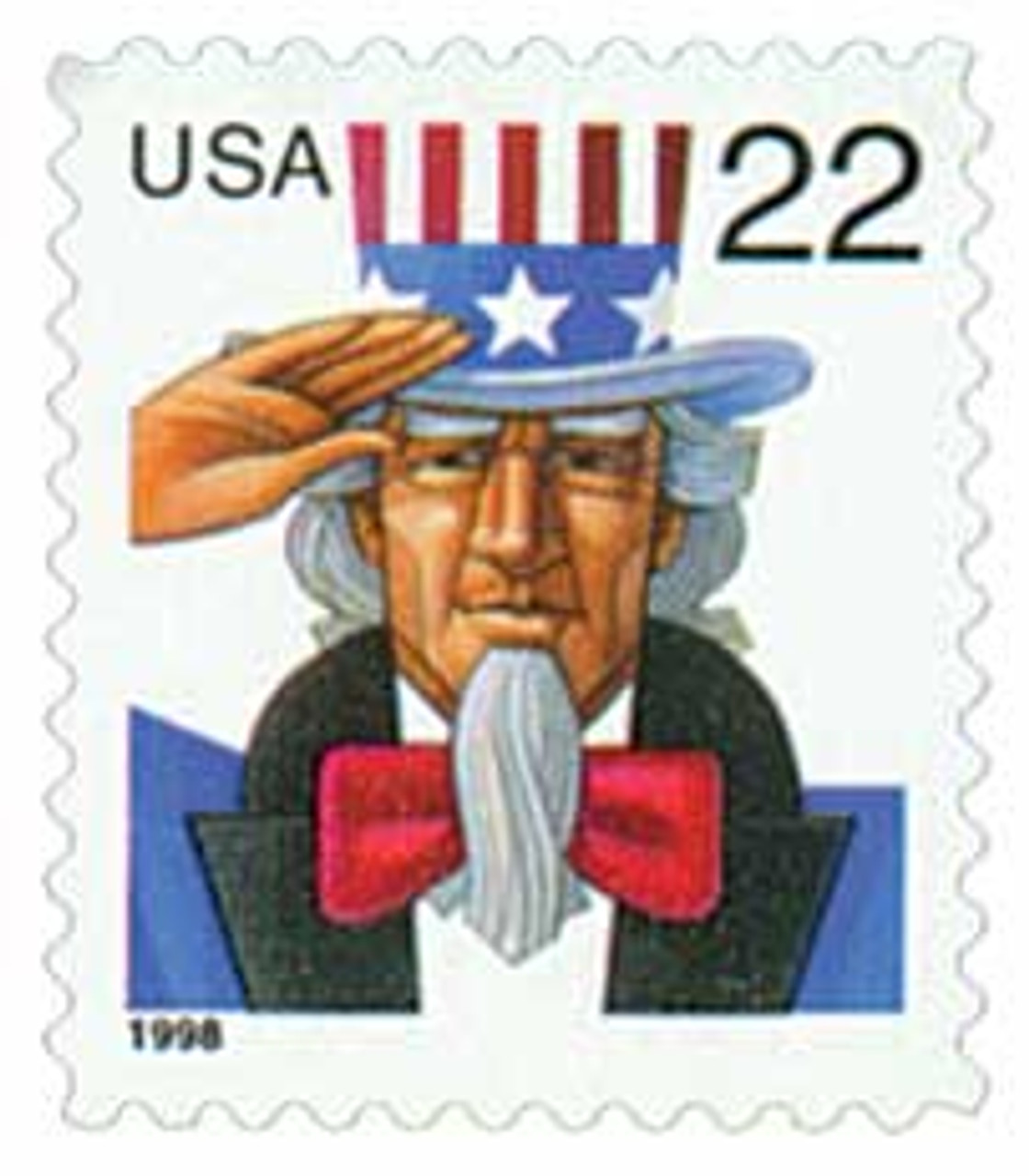 1998 22c Uncle Sam First Class Postage Stamps