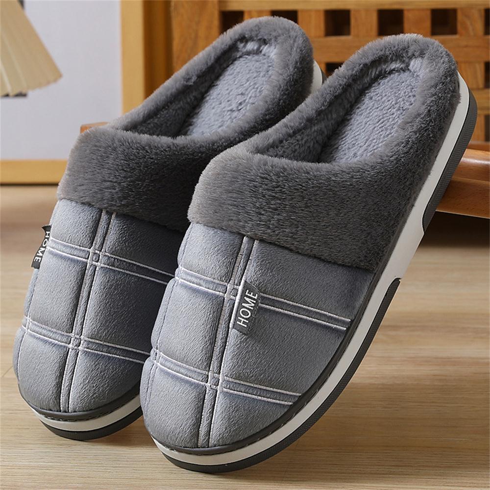 Diggetty New men's thick-soled warm plaid slippers