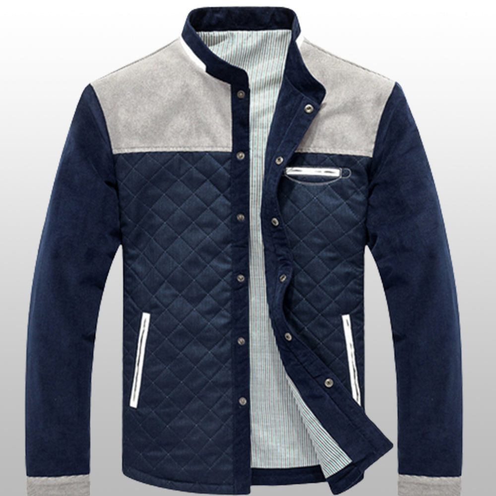 Diggetty New autumn winter diamond check patchwork men's jacket