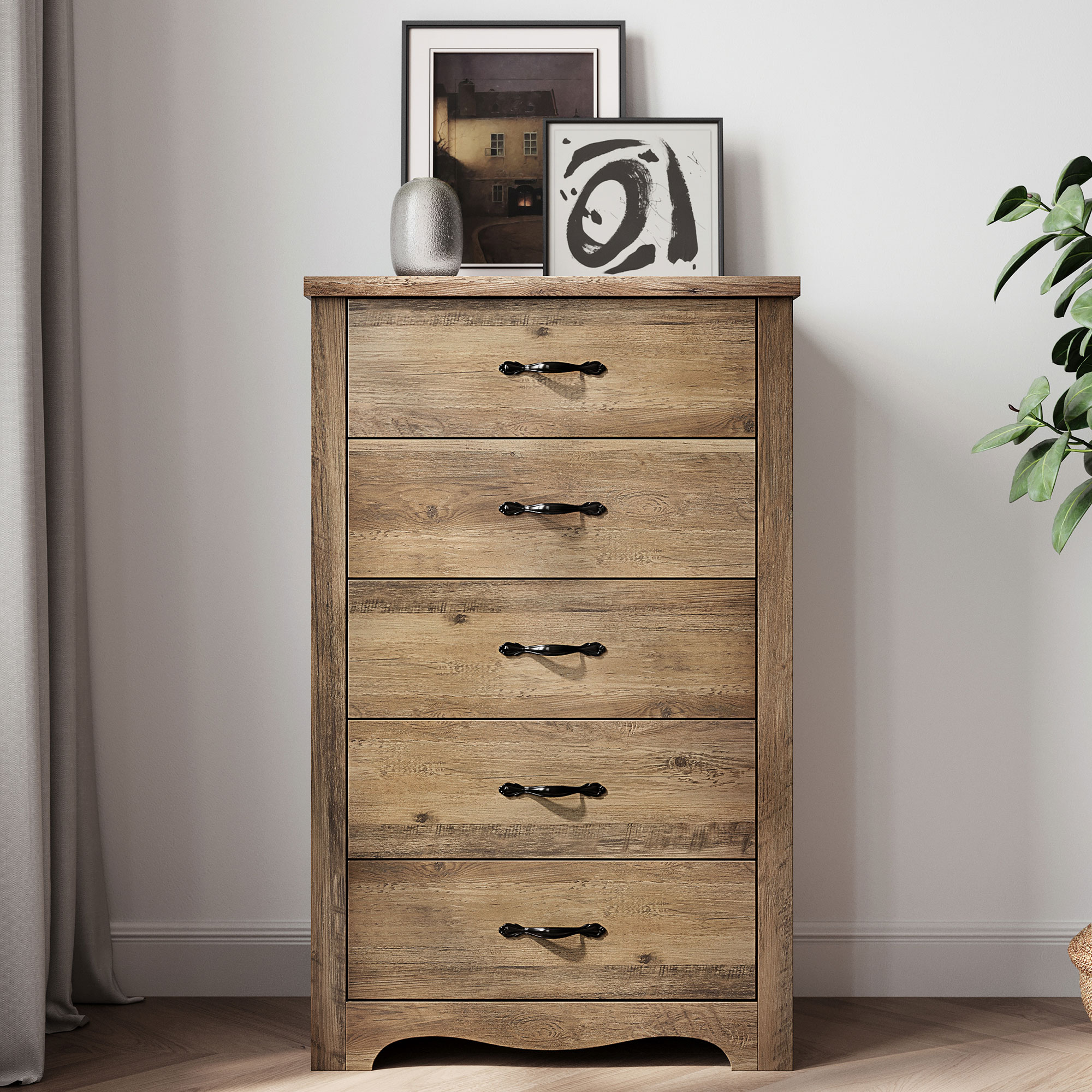 Drawer Dresser, Dresser for Bedroom, Modern Dresser Chest with Wide Drawers, Wood Storage Chest of Drawers for Living Room