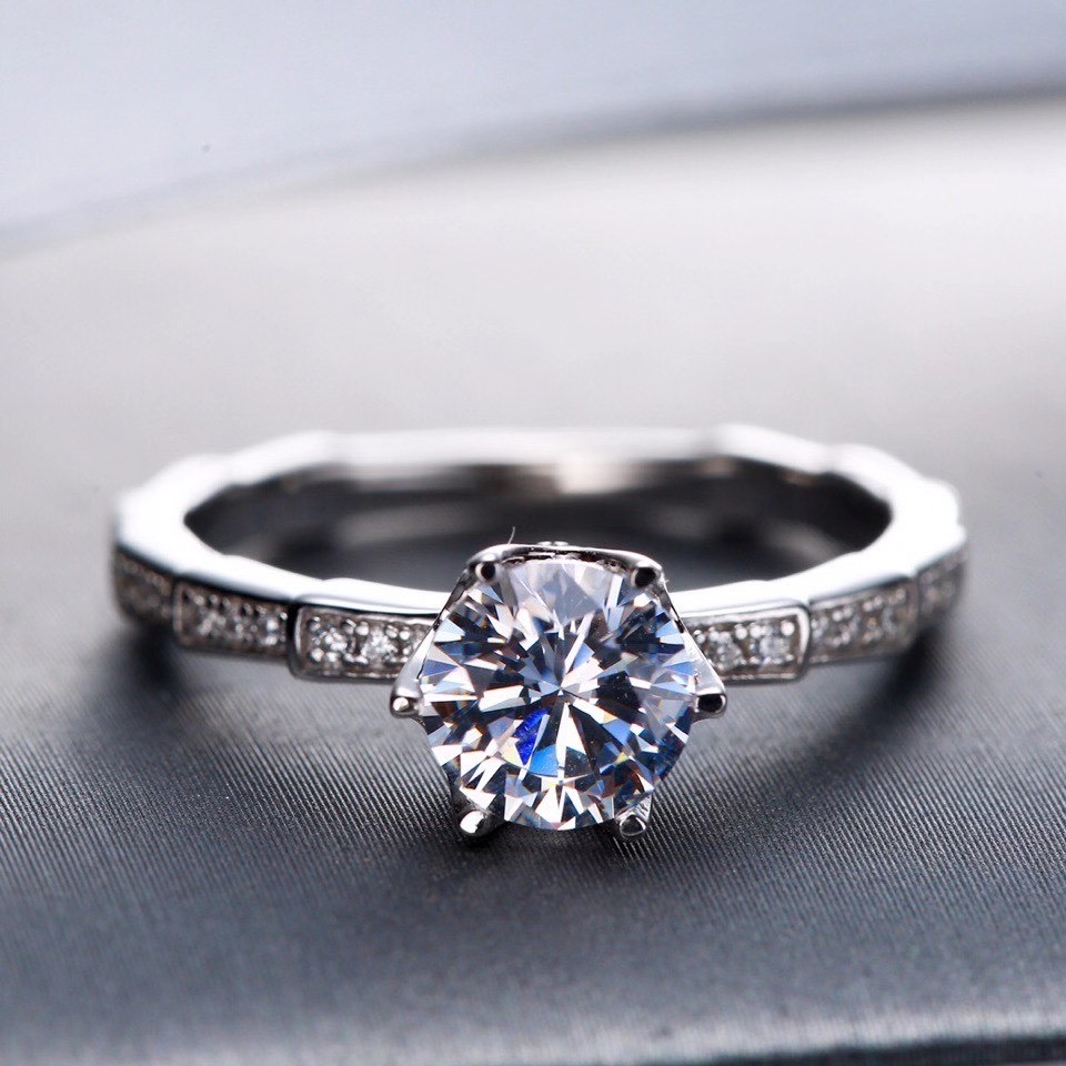 [Copy][Copy][Copy]Moissanite Bamboo Snake Ring S925 silver,竹节蛇戒