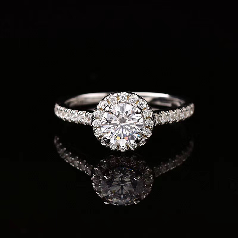 [Copy]Moissanite Round bag ring S925 silver,圆包戒指