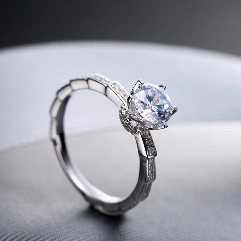 [Copy][Copy][Copy]Moissanite Bamboo Snake Ring S925 silver,竹节蛇戒