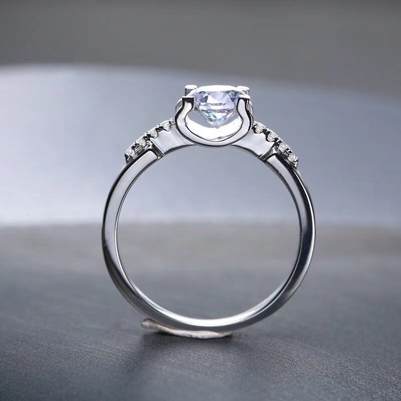 [Copy]Moissanite Bull head small waist ring S925 silver,牛头小蛮腰