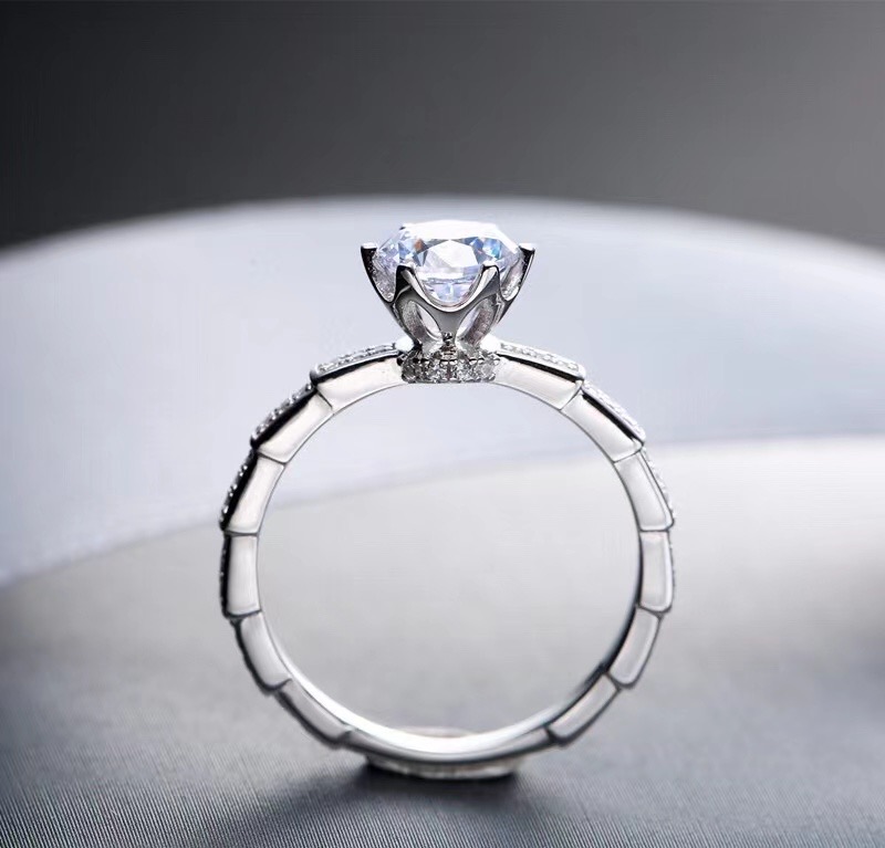 [Copy][Copy][Copy]Moissanite Bamboo Snake Ring S925 silver,竹节蛇戒