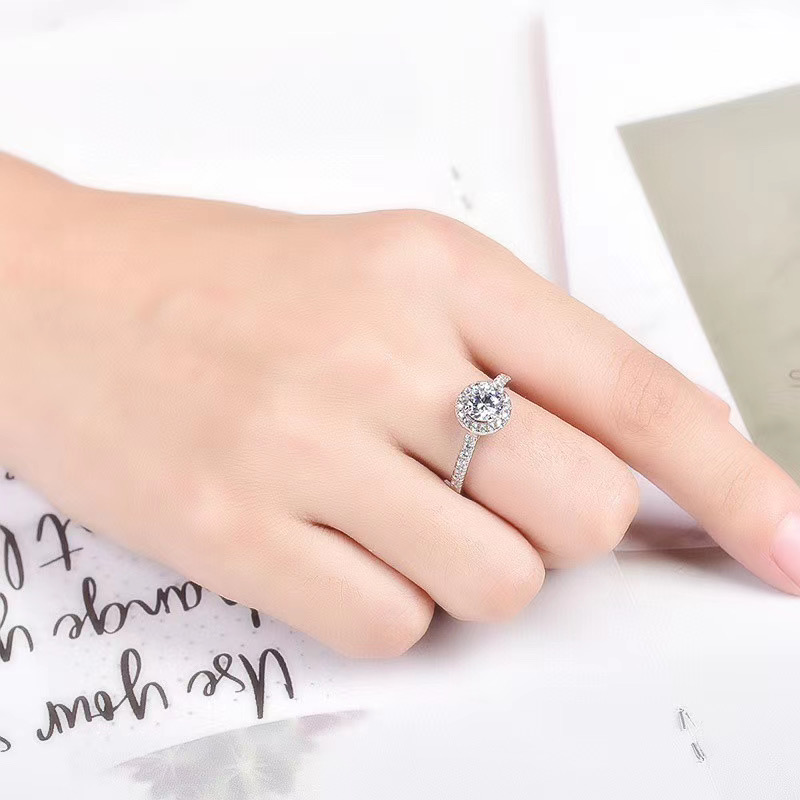 [Copy]Moissanite Round bag ring S925 silver,圆包戒指