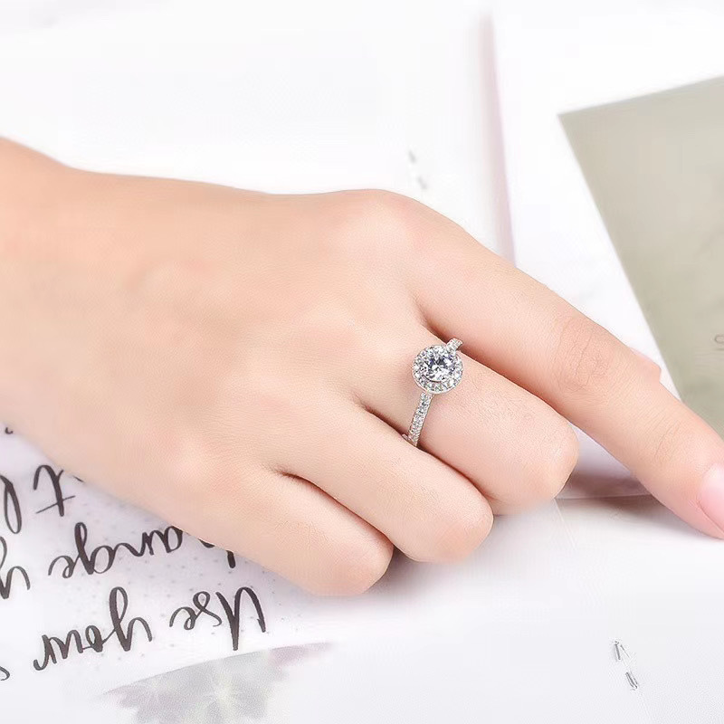 [Copy]Moissanite Round bag ring S925 silver,圆包戒指