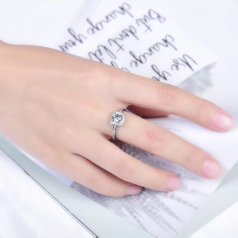 [Copy]Moissanite Fang Bao Ring S925 silver,方包戒指