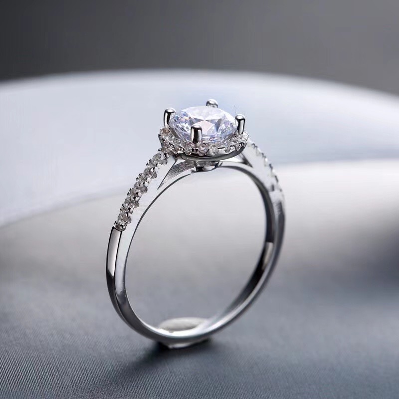 [Copy]Moissanite Round bag ring S925 silver,圆包戒指