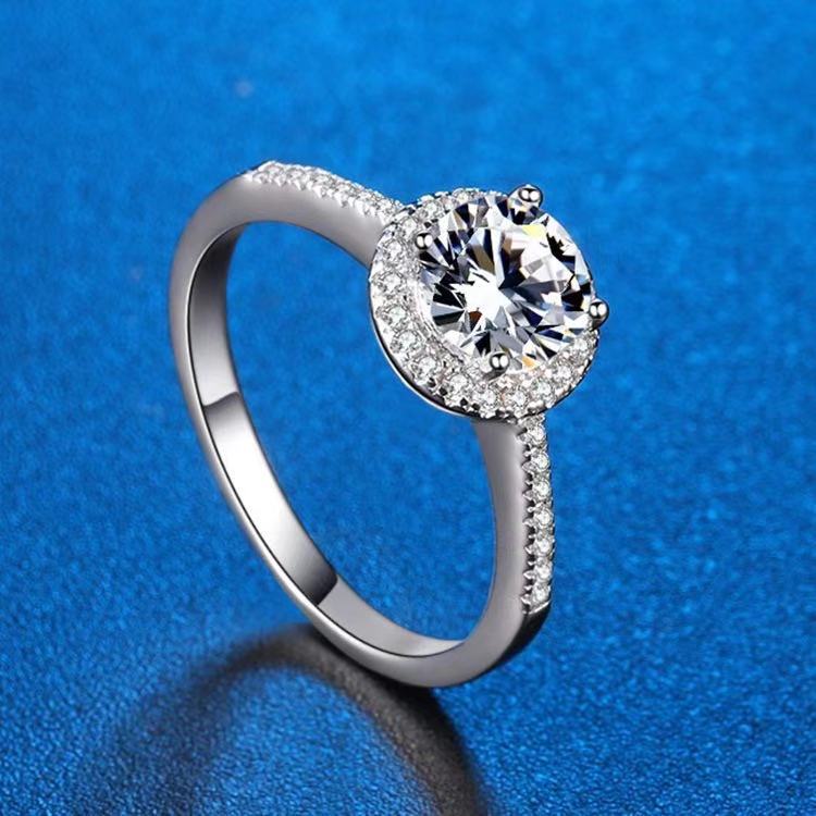 [Copy]Moissanite Round bag ring S925 silver,圆包戒指