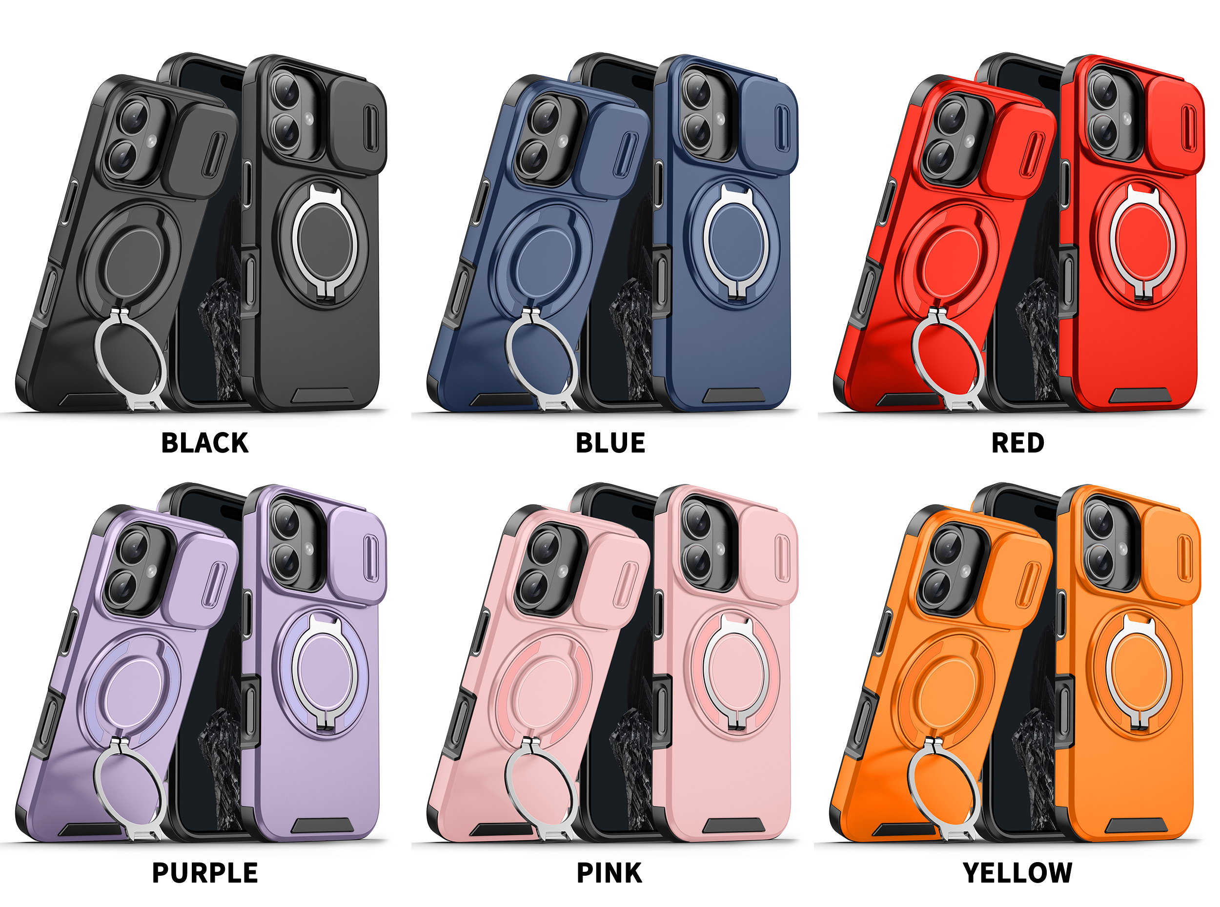 Apple iphone17/16/15/16Pro Max mobile phone case lens push window car magnetic anti-drop case