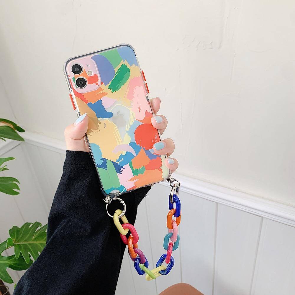 Graffiti Bracelet Colorful Chain Soft Phone Cases for iphone 16 15 pro max X XS XR 7 8 Plus SE 2025
