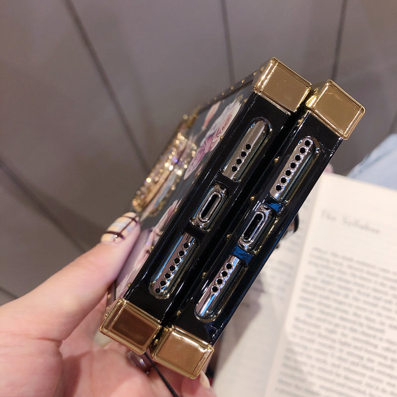 French Style Flower Lanyard Ring Phone Case for iPhone