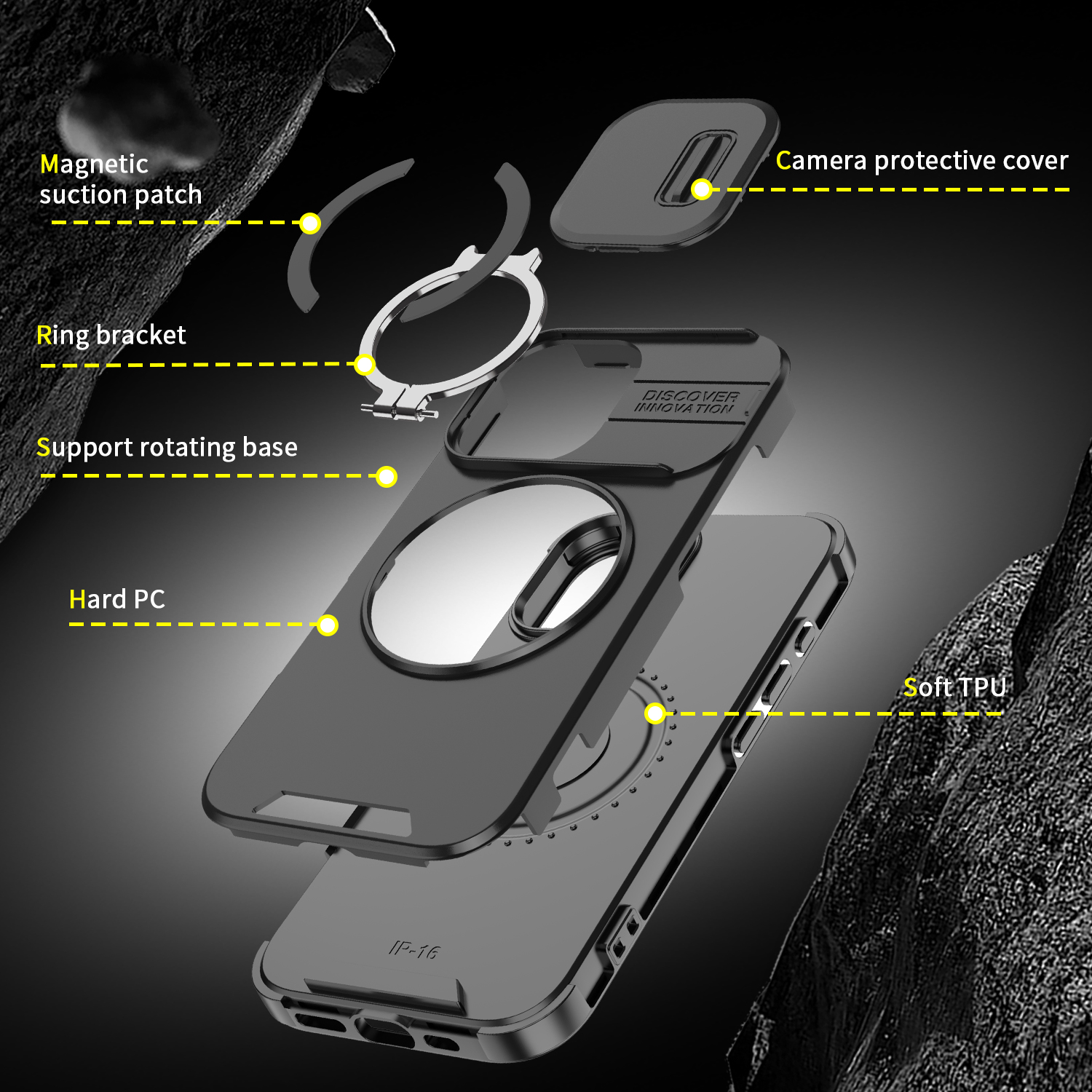 Apple iphone17/16/15/16Pro Max mobile phone case lens push window car magnetic anti-drop case
