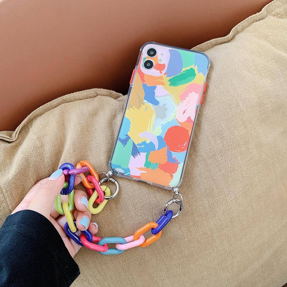 Graffiti Bracelet Colorful Chain Soft Phone Cases for iphone 16 15 pro max X XS XR 7 8 Plus SE 2025