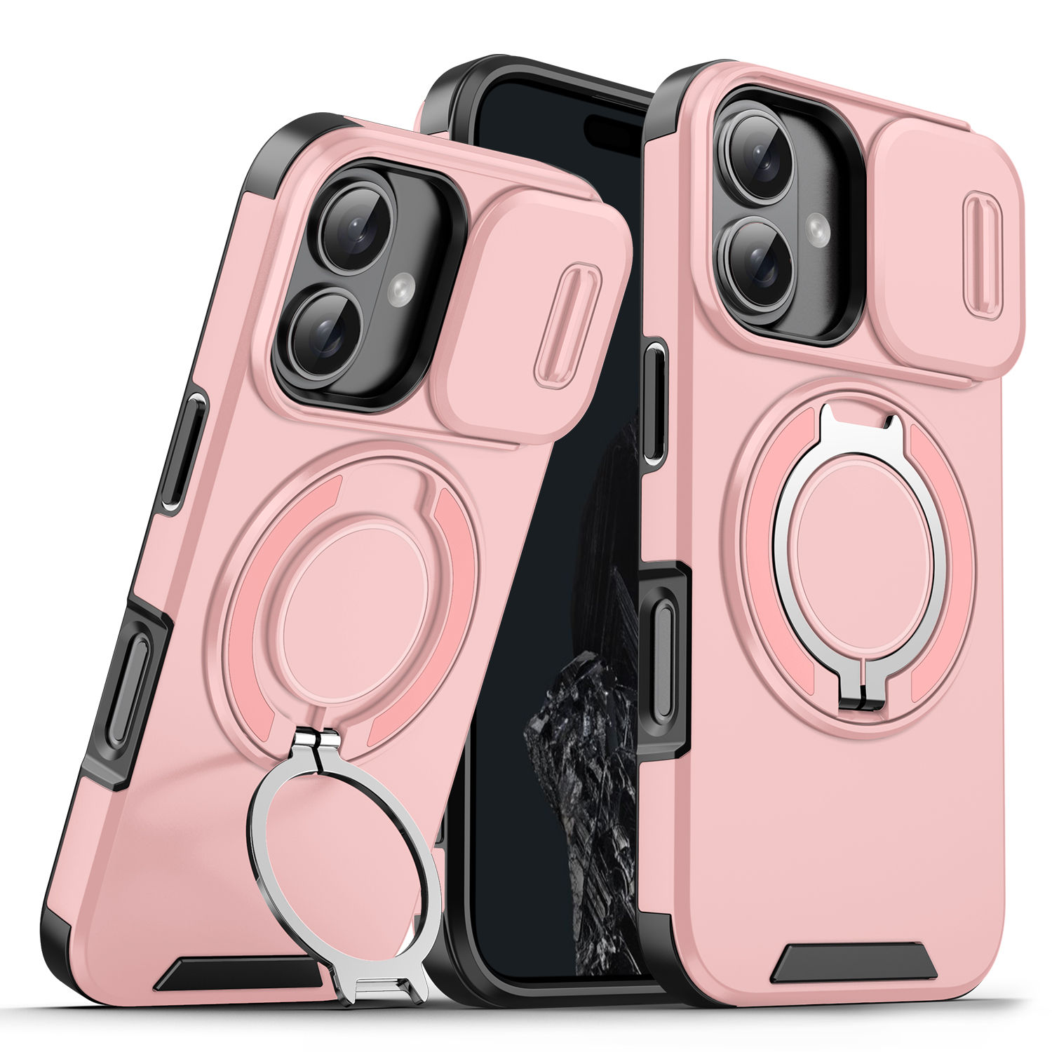 Apple iphone17/16/15/16Pro Max mobile phone case lens push window car magnetic anti-drop case