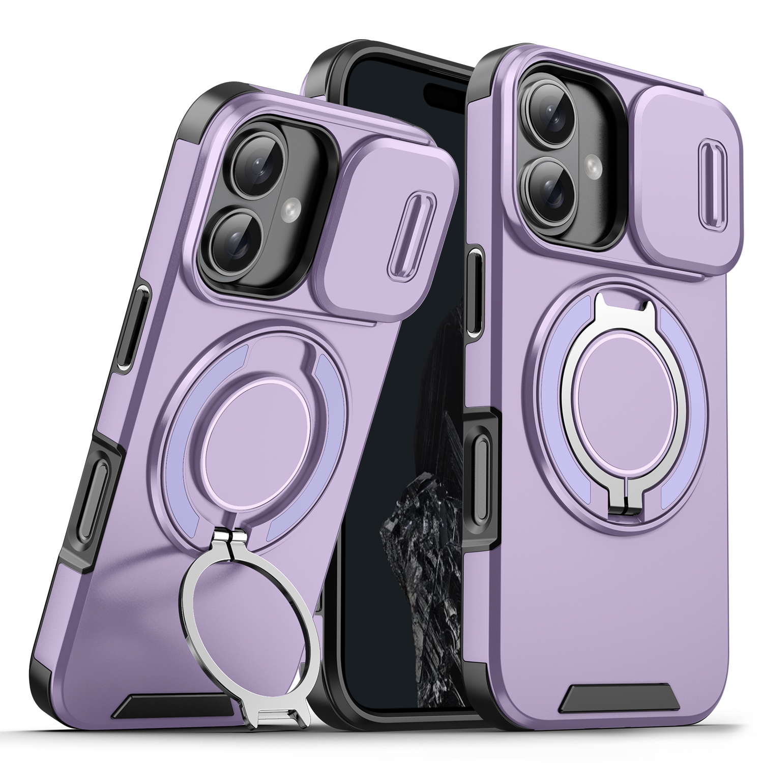 Apple iphone17/16/15/16Pro Max mobile phone case lens push window car magnetic anti-drop case