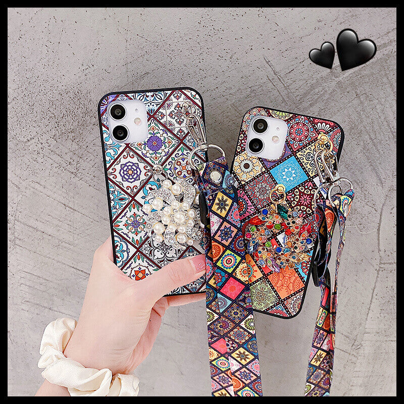 Bohemian Style Brooch Jewelry Lanyard Phone Case