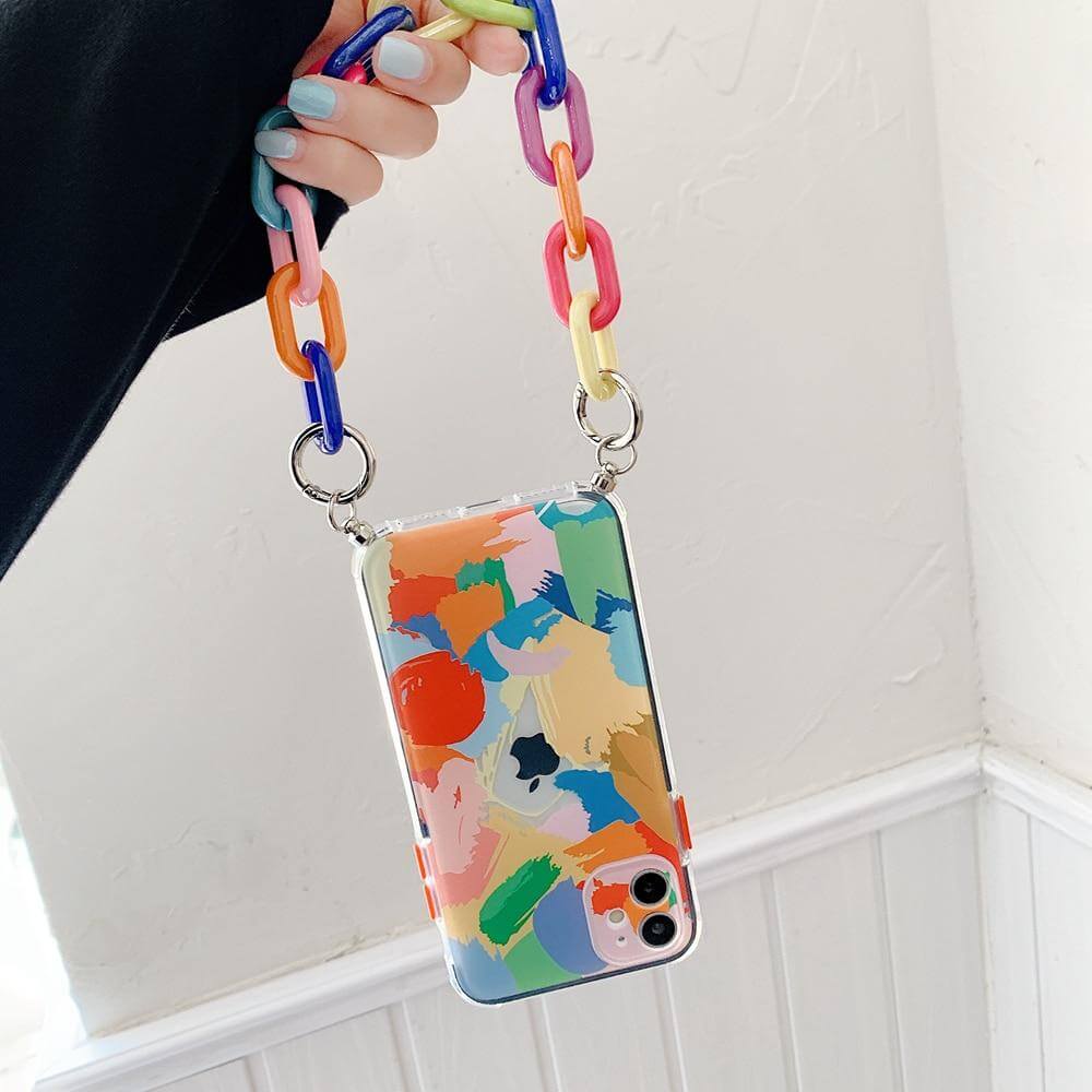Graffiti Bracelet Colorful Chain Soft Phone Cases for iphone 16 15 pro max X XS XR 7 8 Plus SE 2025