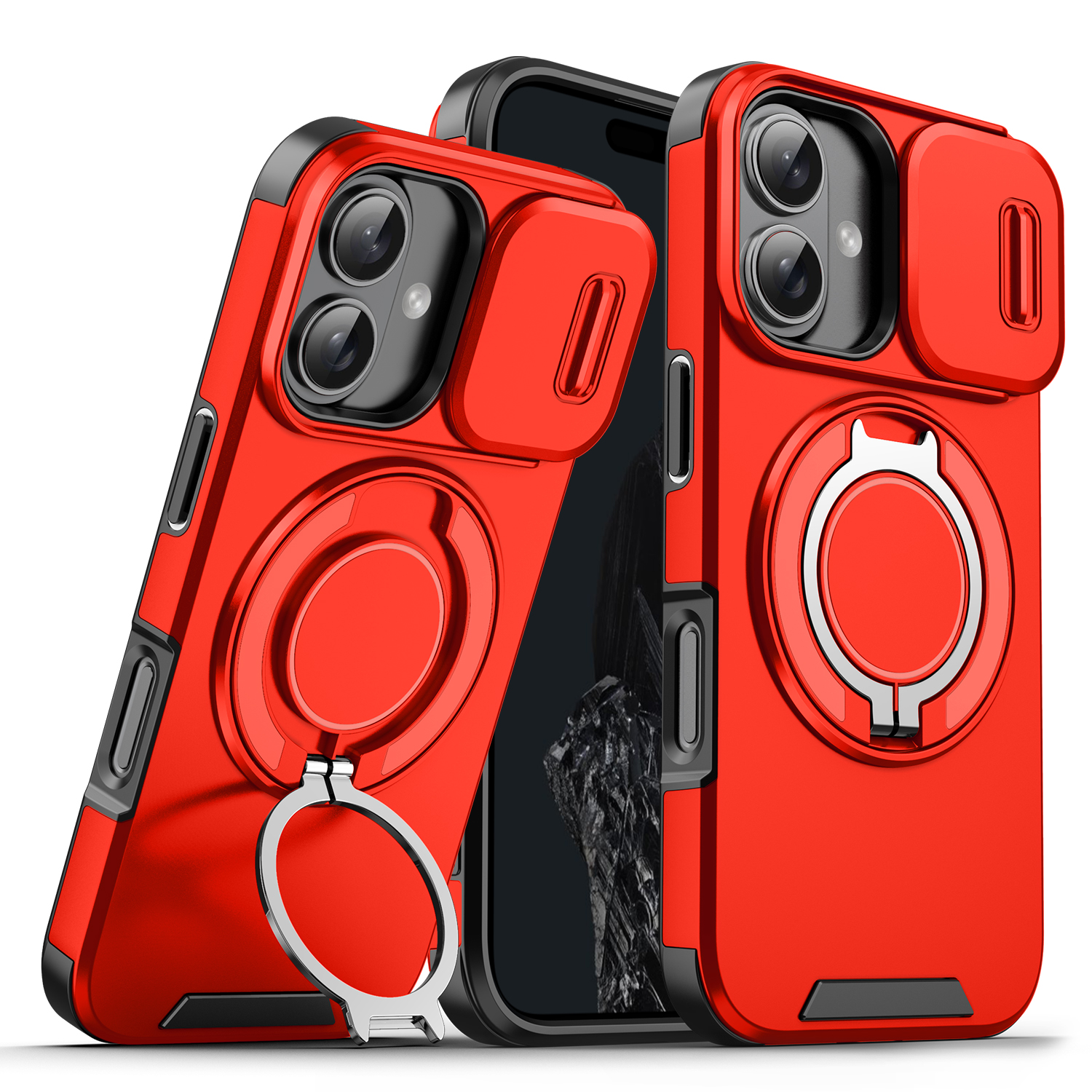 Apple iphone17/16/15/16Pro Max mobile phone case lens push window car magnetic anti-drop case