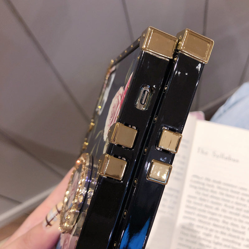 French Style Flower Lanyard Ring Phone Case for iPhone