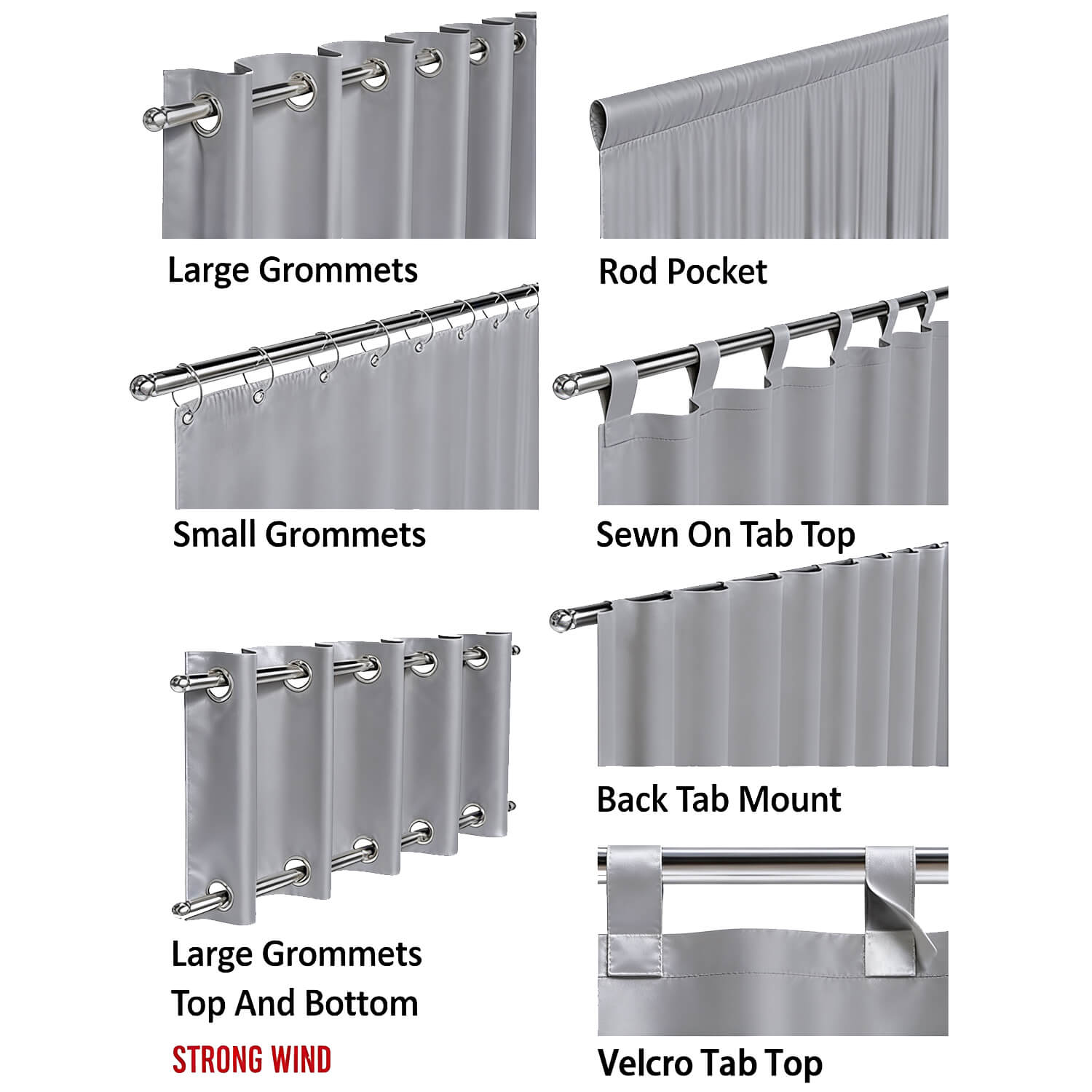 Snowcity Outdoor Curtains Waterproof 1 Panel - Silver Gray