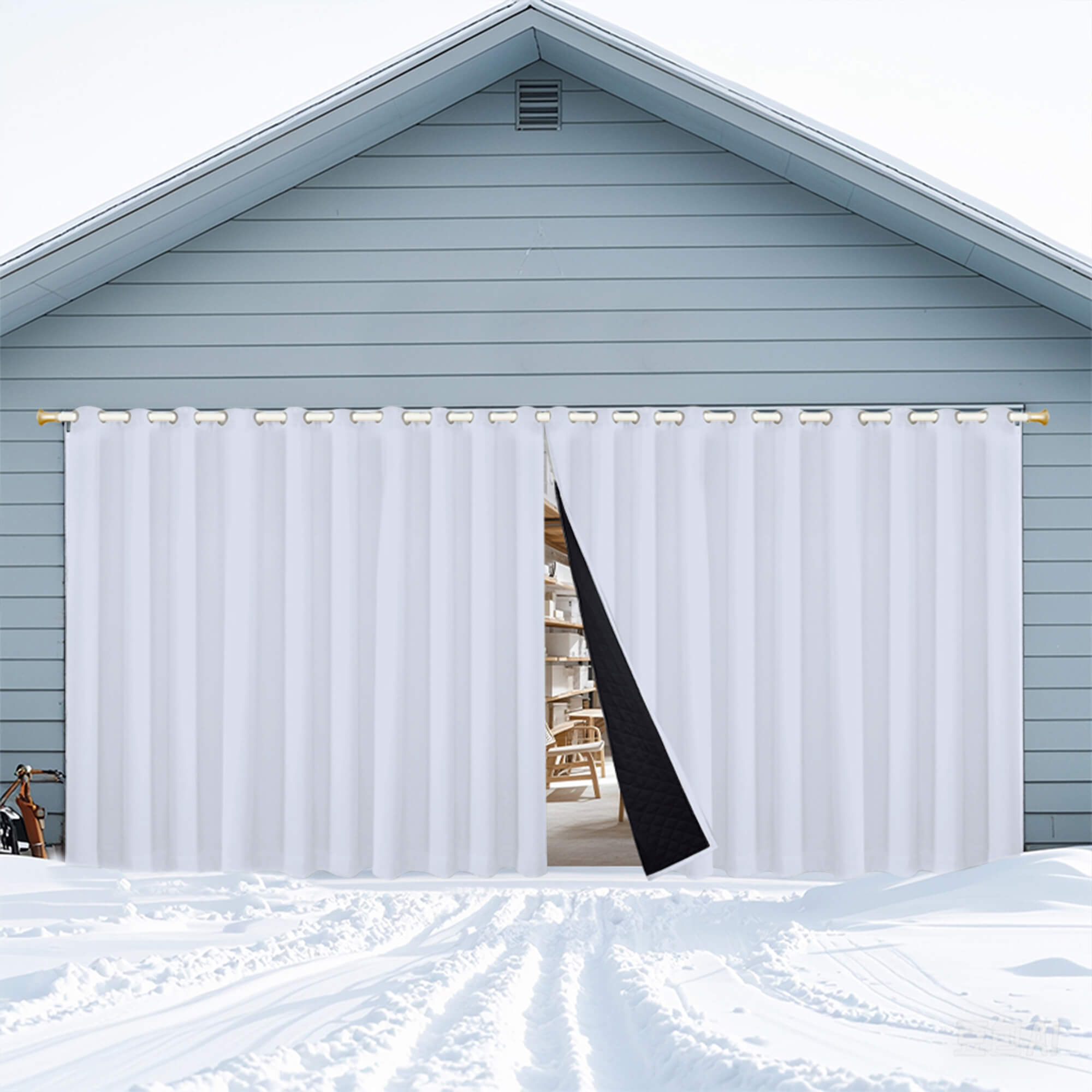 Insulated Outdoor Curtains for Winter - Greyish White