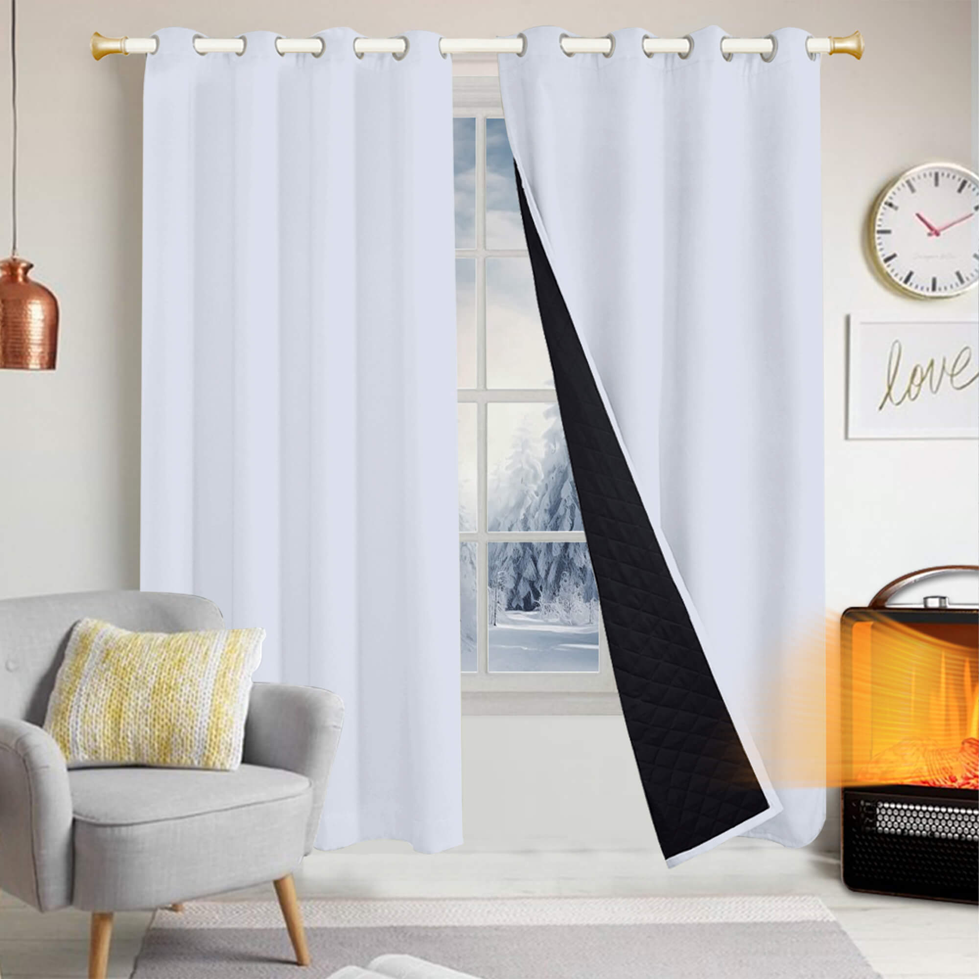 Insulated Outdoor Curtains for Winter - Greyish White