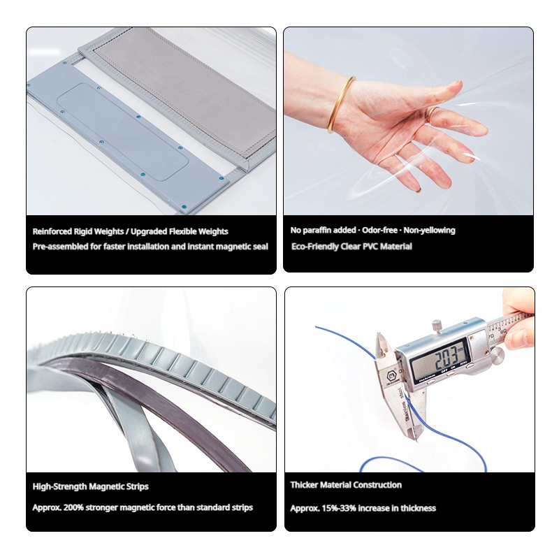 SNOWCITY Outdoor Clear Vinyl Magnetic Thermal Insulated Door Curtain - PVC