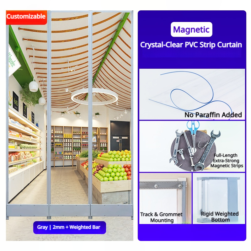 SNOWCITY Outdoor Clear Vinyl Magnetic Thermal Insulated Door Curtain - PVC