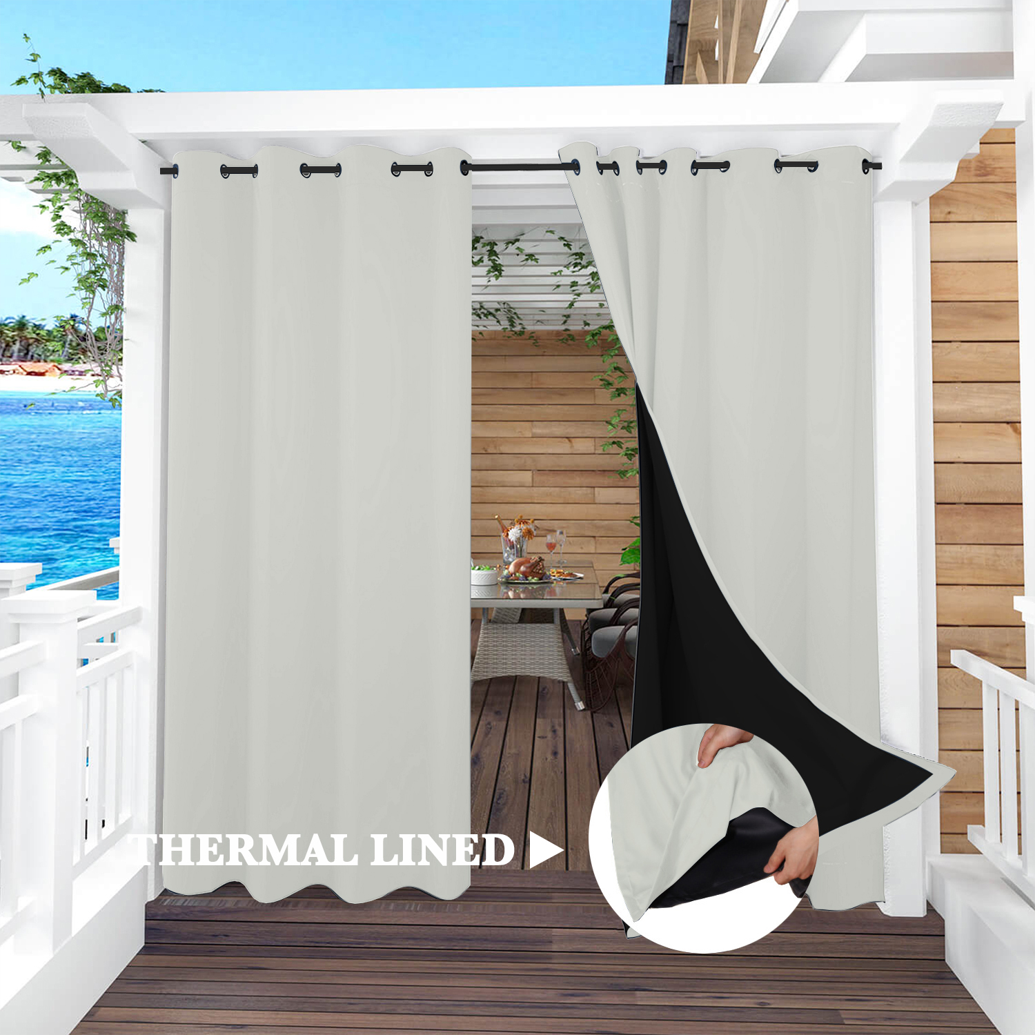 SNOWCITY Insulated 100% Blackout Curtains with Black Liner - Grommet Top