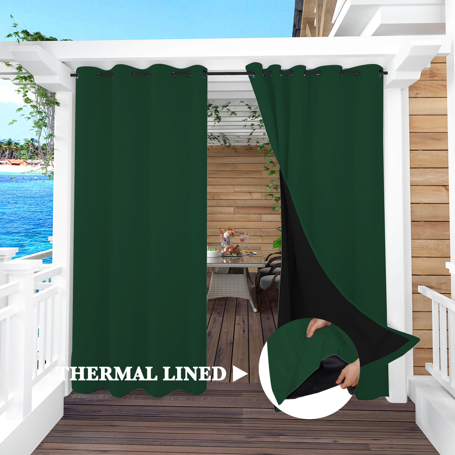 SNOWCITY Insulated 100% Blackout Curtains with Black Liner - Grommet Top