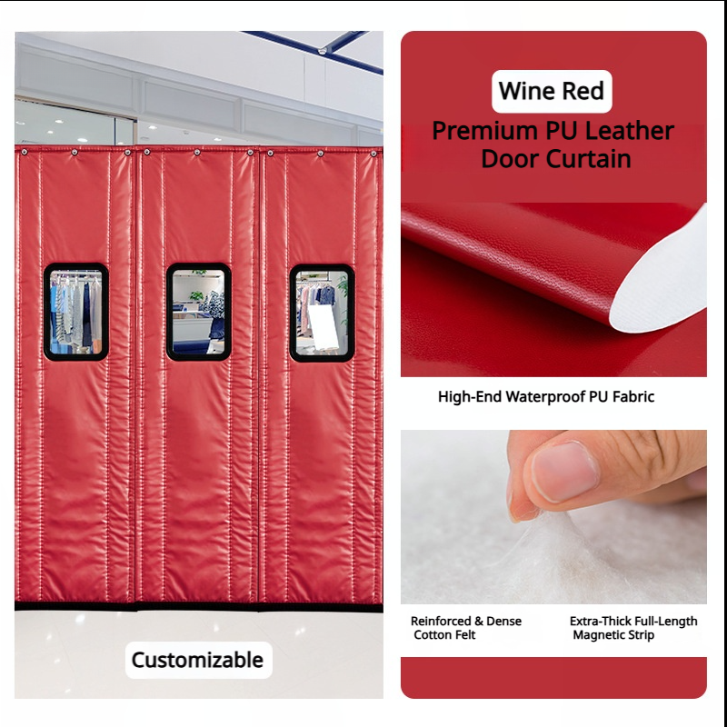 SNOWCITY Outdoor Magnetic Thermal Insulated Door Curtain - PU Leather