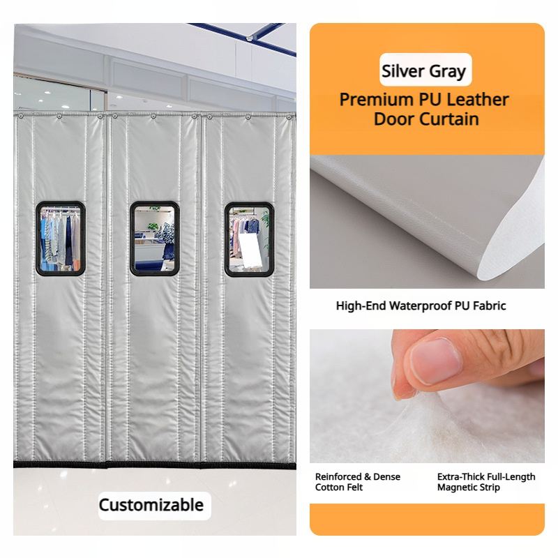 SNOWCITY Outdoor Magnetic Thermal Insulated Door Curtain - PU Leather