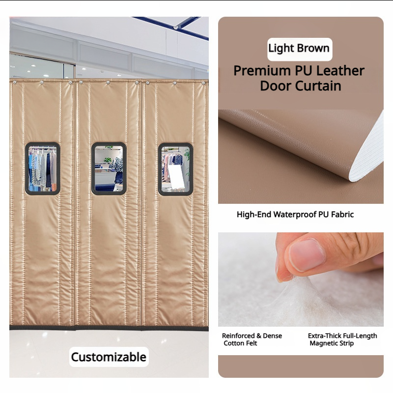 SNOWCITY Outdoor Magnetic Thermal Insulated Door Curtain - PU Leather
