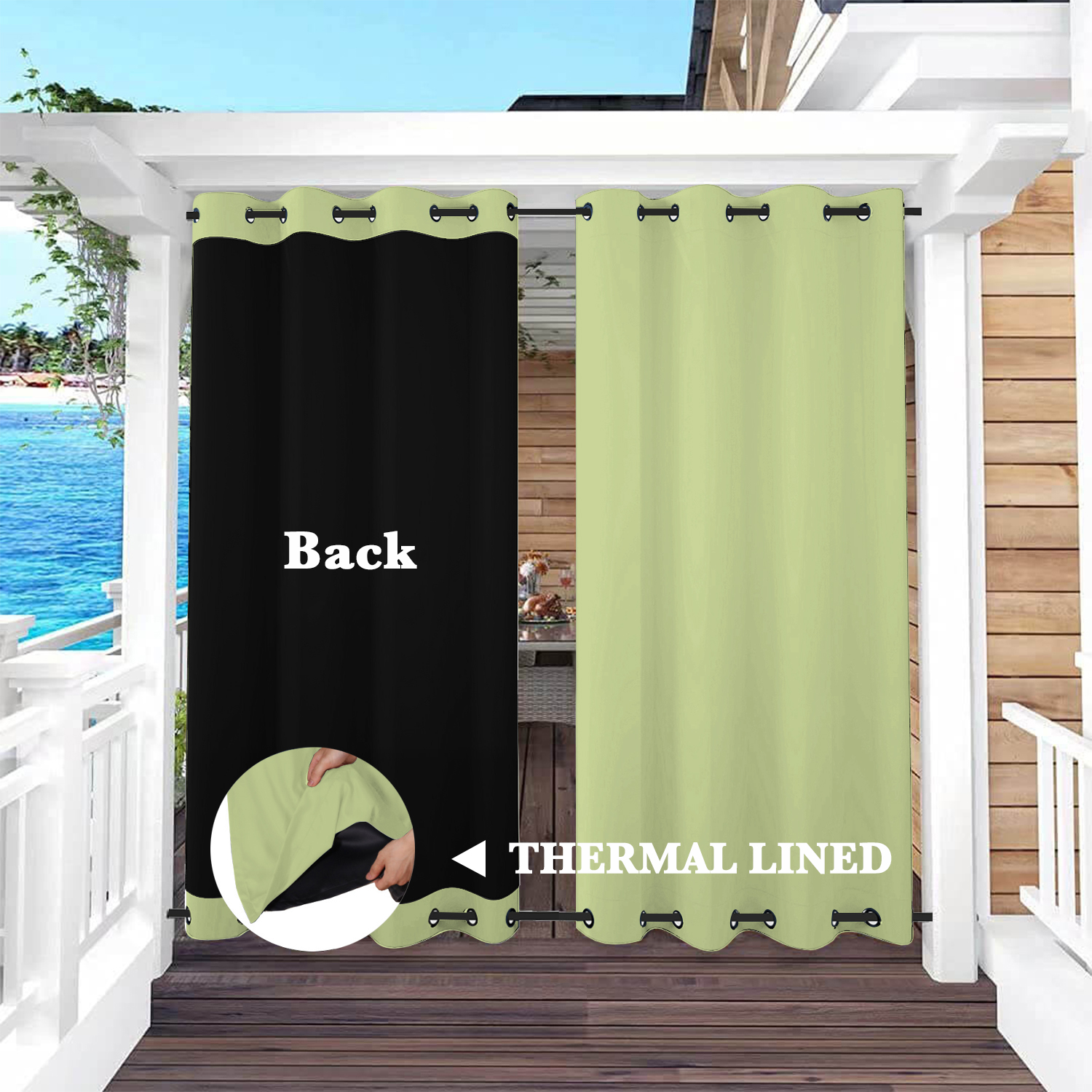 SNOWCITY Insulated 100% Blackout Curtains with Black Liner - Grommet Top & Bottom