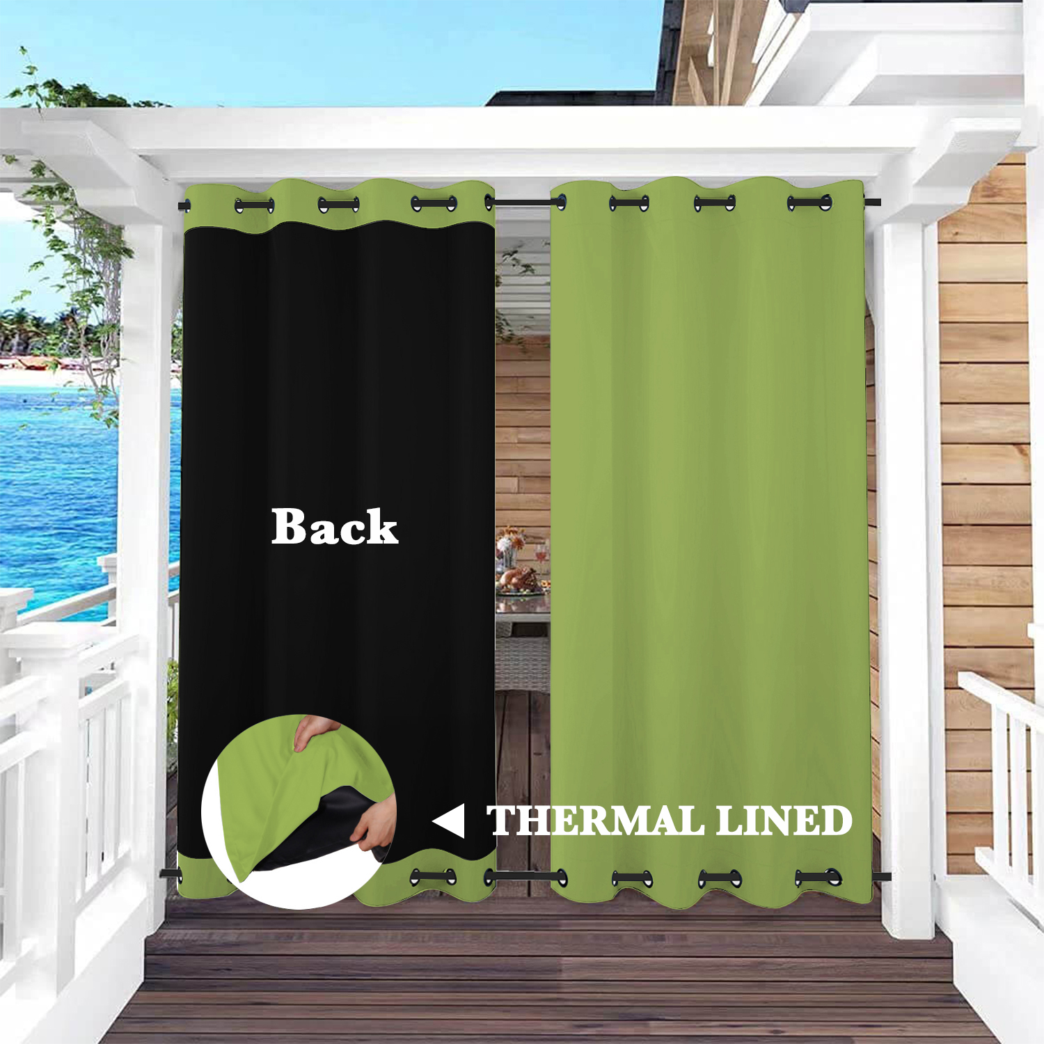 SNOWCITY Insulated 100% Blackout Curtains with Black Liner - Grommet Top & Bottom