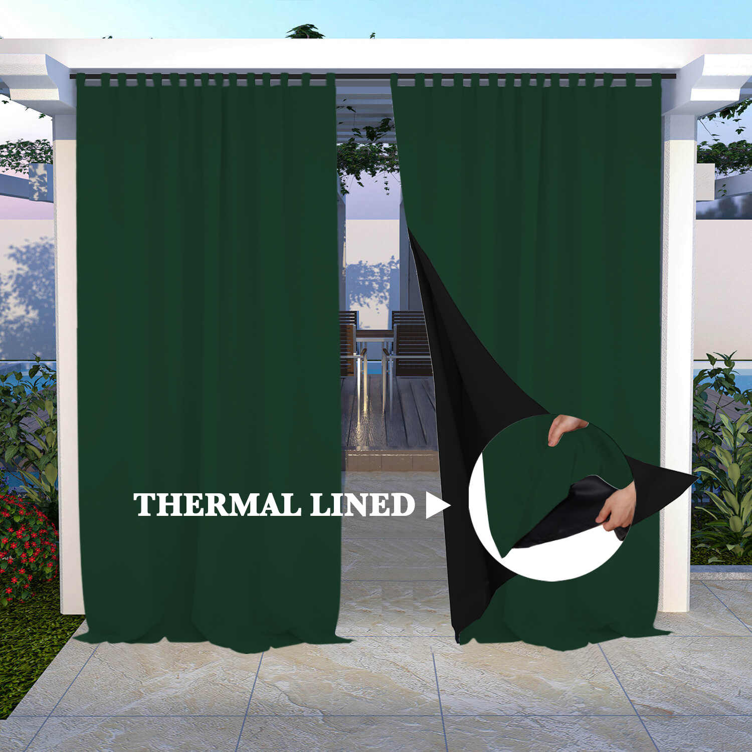 SNOWCITY Insulated 100% Blackout Curtains with Black Line - Tab Top