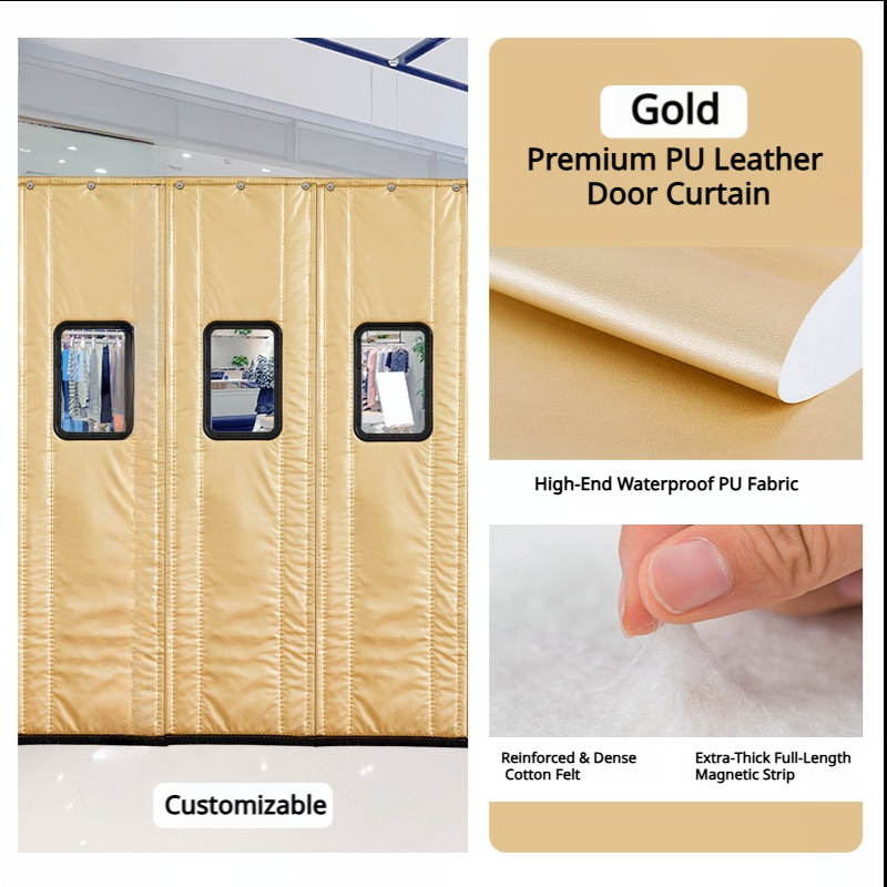 SNOWCITY Outdoor Magnetic Thermal Insulated Door Curtain - PU Leather