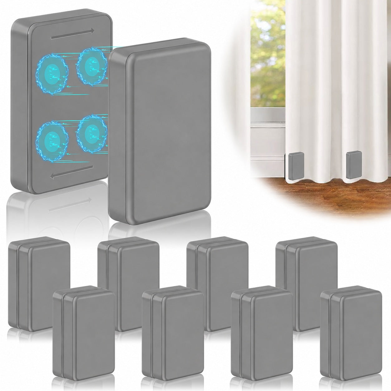 Gray outdoor curtain magnetic weights, 1 set