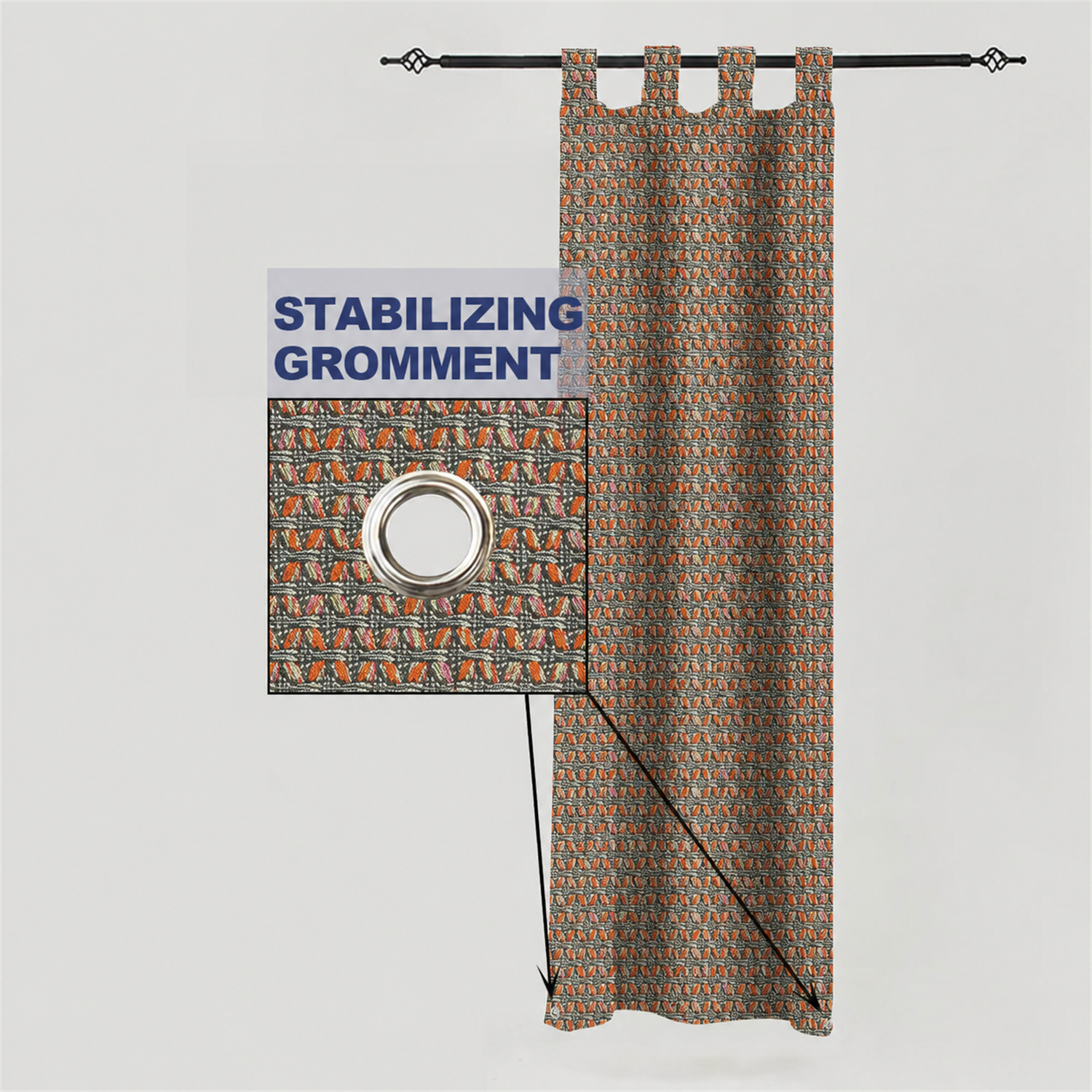 PENGI Outdoor Curtains Waterproof - Furcation Orange