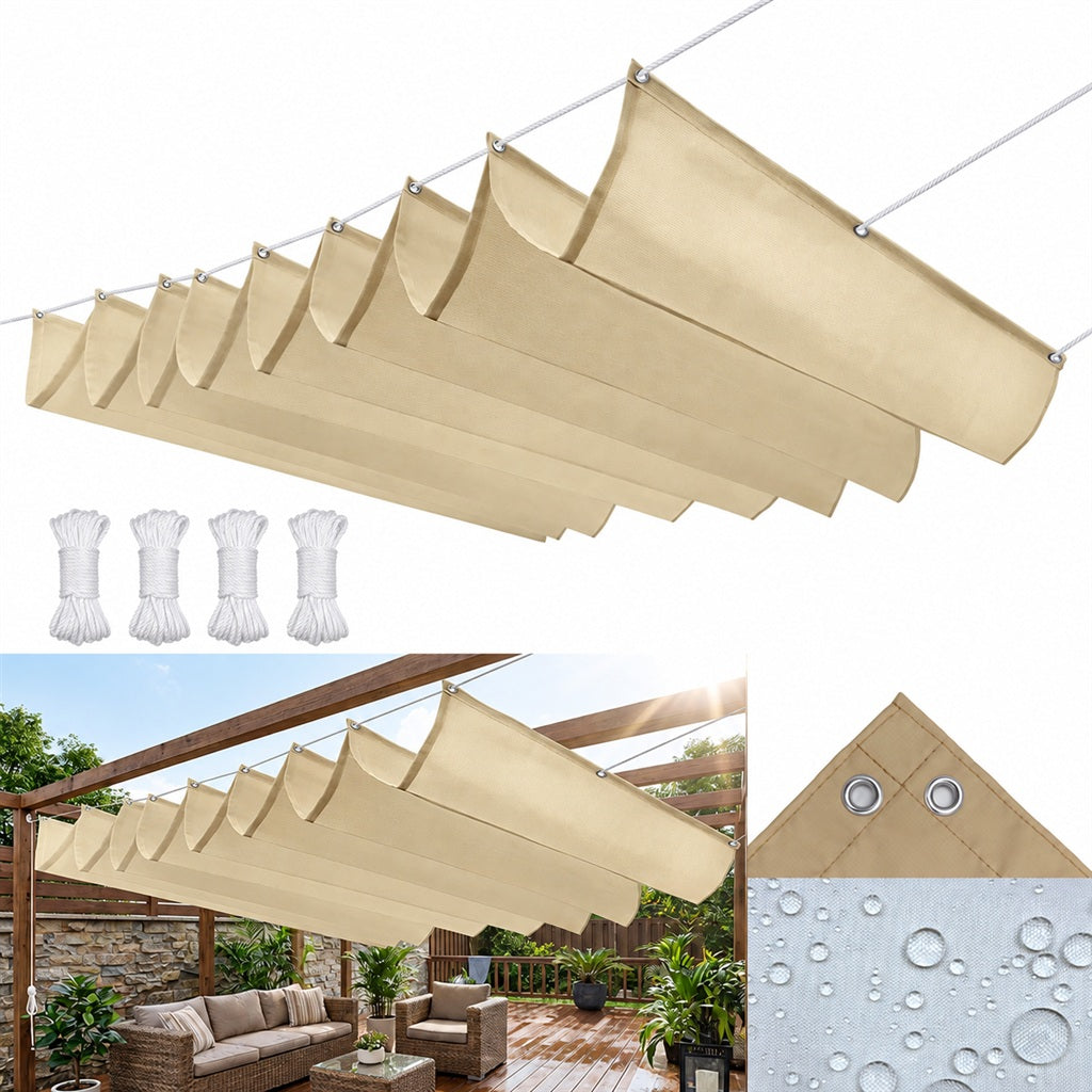 Snowcity Retractable Wave Sun Shade Sail Waterproof - Oxford Fabric