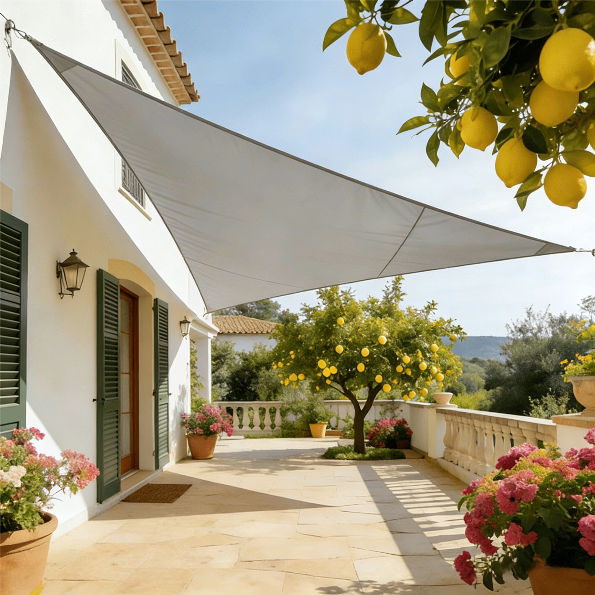 SNOWCITY Custom Triangle Oxford Sun Shade Sail for Patio