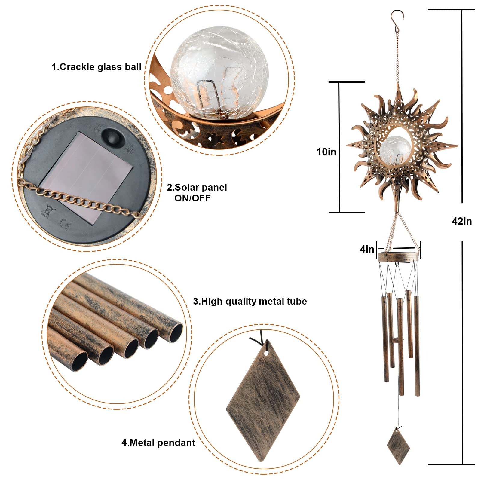 SNOWCITY Outdoor Solar Wind Chimes