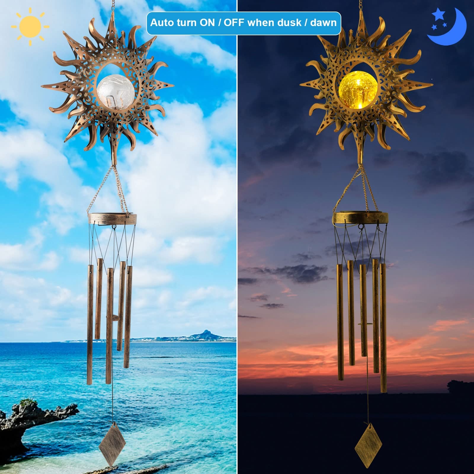 SNOWCITY Outdoor Solar Wind Chimes