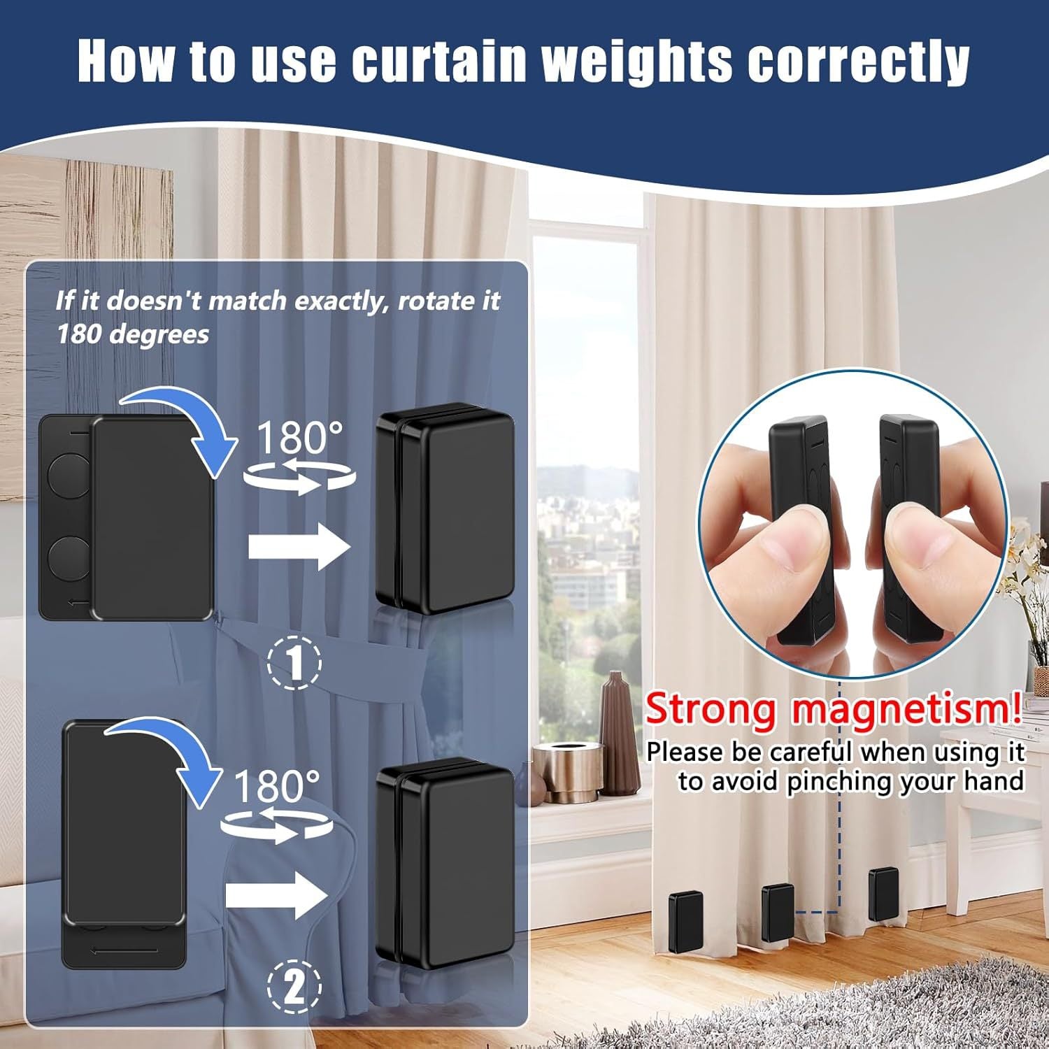 Snowcity outdoor curtain magnetic weights, 1 set